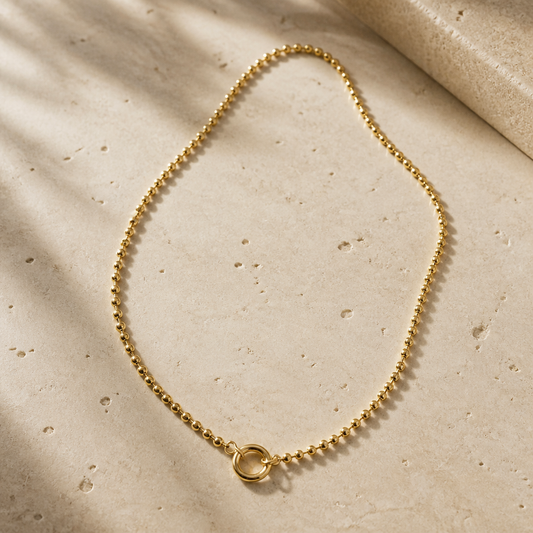Golden Beads Charm Holder Necklace