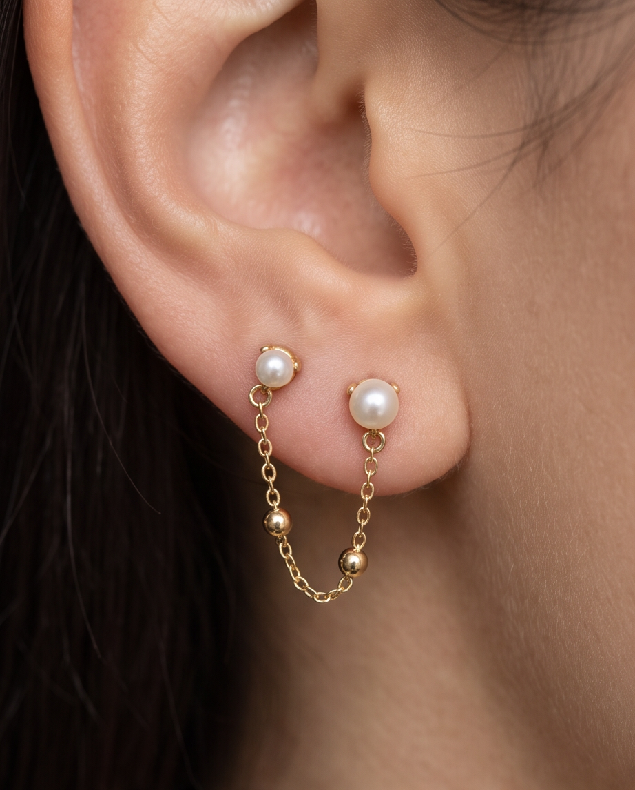 Amélie Pearl Chain Earrings (Pair)