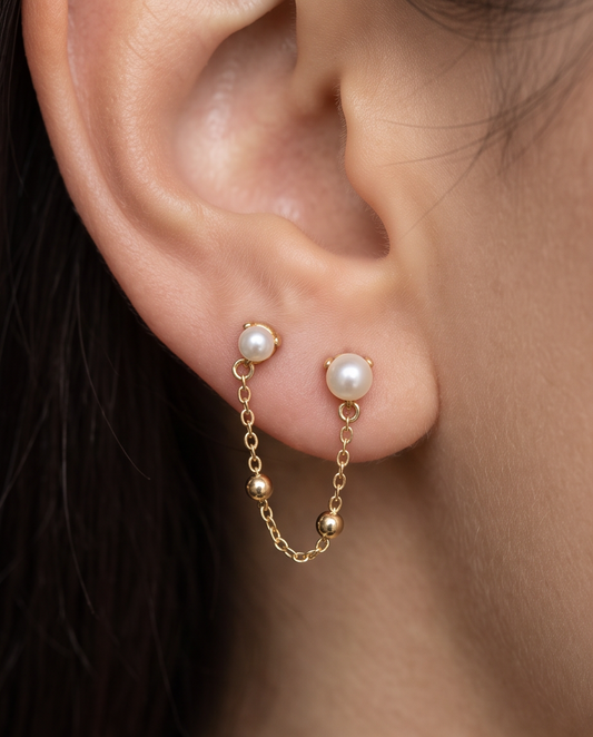 Amélie Pearl Chain Earrings (Pair)