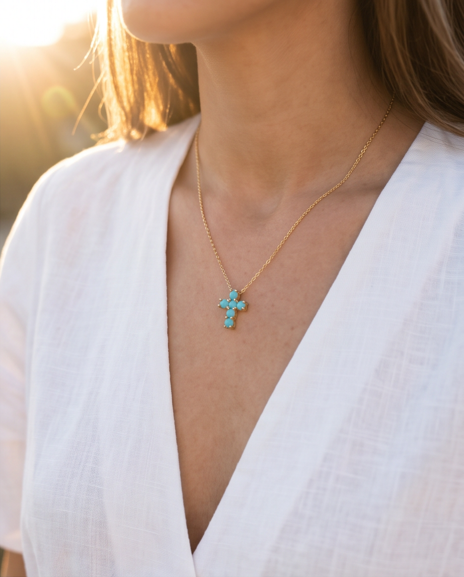 Gemstone Cross Necklace