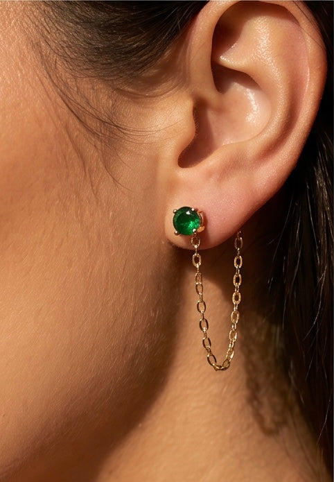 Emerald Chain Earrings